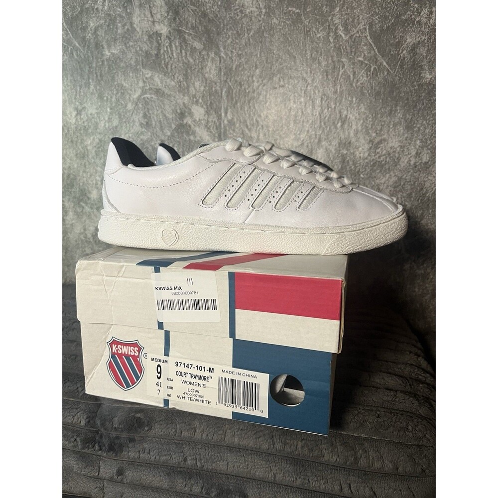 K-Swiss Court Traymore Women’s 9 White Leather Sneakers 97147-101 New in Box